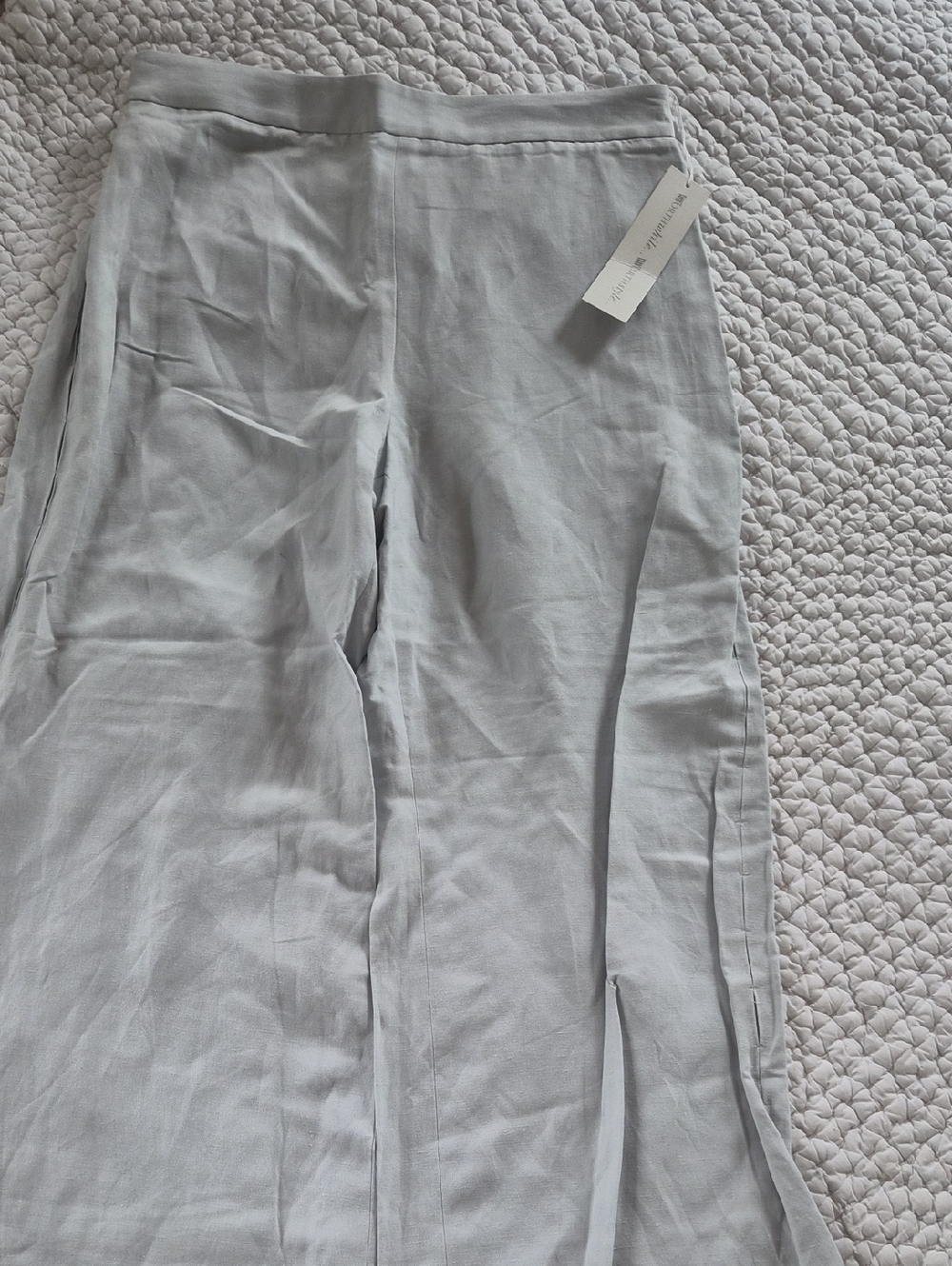 Worth Pale Green Wide-Leg Linen Blend Pants